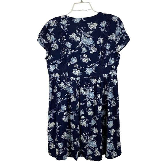 Wild Blue Sadie Robertson Womens Floral Button Front Babydoll Dress V Neck Cap S - Picture 2 of 6